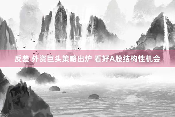 反差 外资巨头策略出炉 看好A股结构性机会