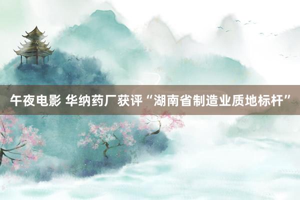 午夜电影 华纳药厂获评“湖南省制造业质地标杆”