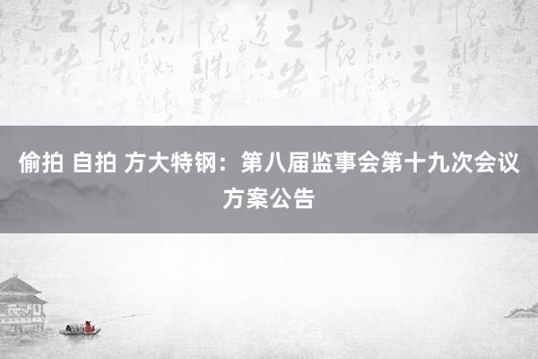 偷拍 自拍 方大特钢：第八届监事会第十九次会议方案公告