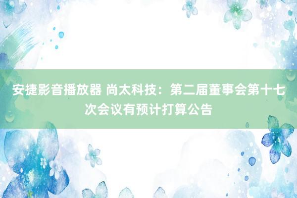 安捷影音播放器 尚太科技：第二届董事会第十七次会议有预计打算公告