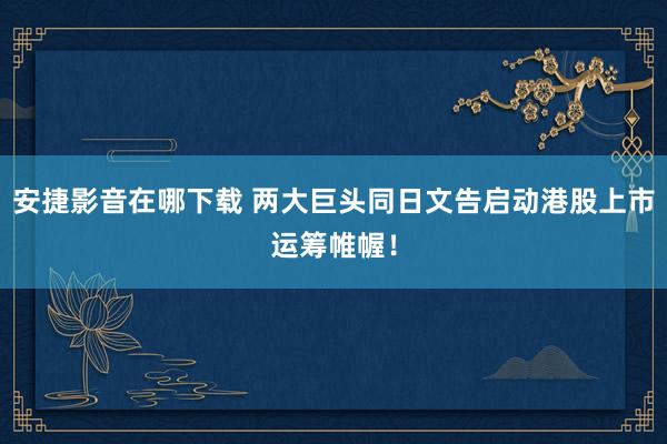 安捷影音在哪下载 两大巨头同日文告启动港股上市运筹帷幄！